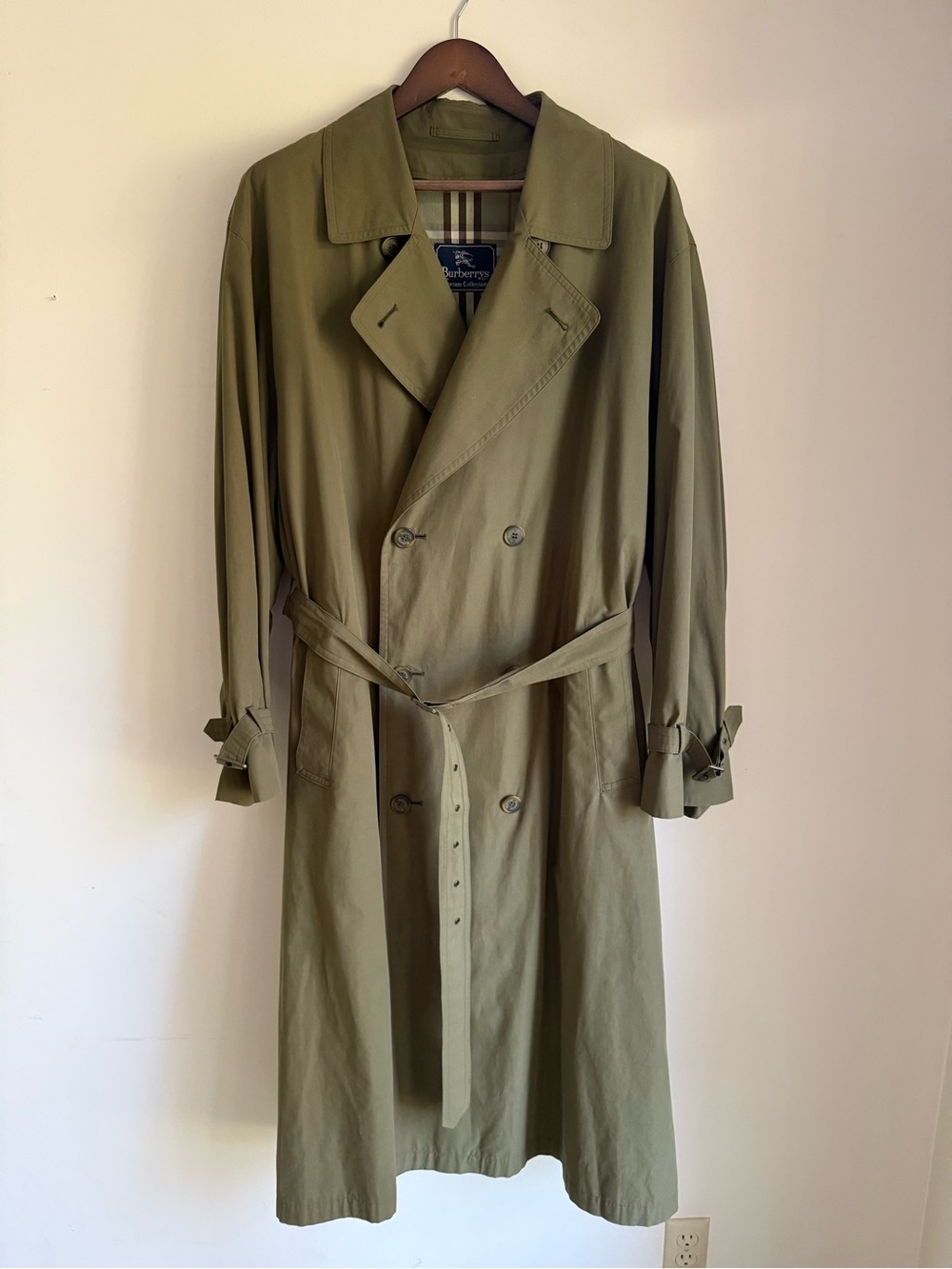 Burberry Olive Trench Coat Double-Breasted with Belt and Removable Lining